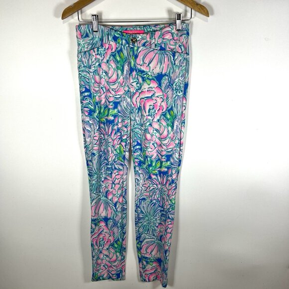 Lilly Pulitzer Kelly High Rise Knit Skinny Ankle Pant Size 2 Tropical‎ Colorful - Picture 1 of 10